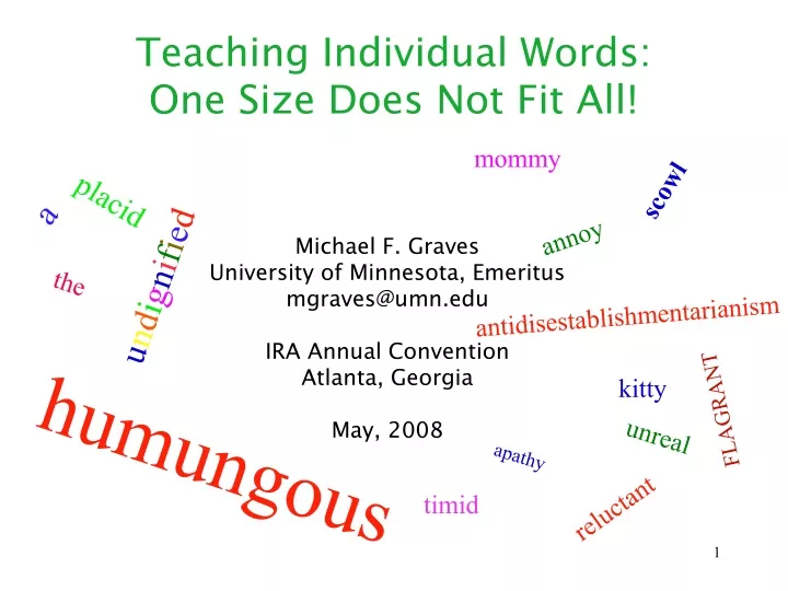teaching individual words one size does
