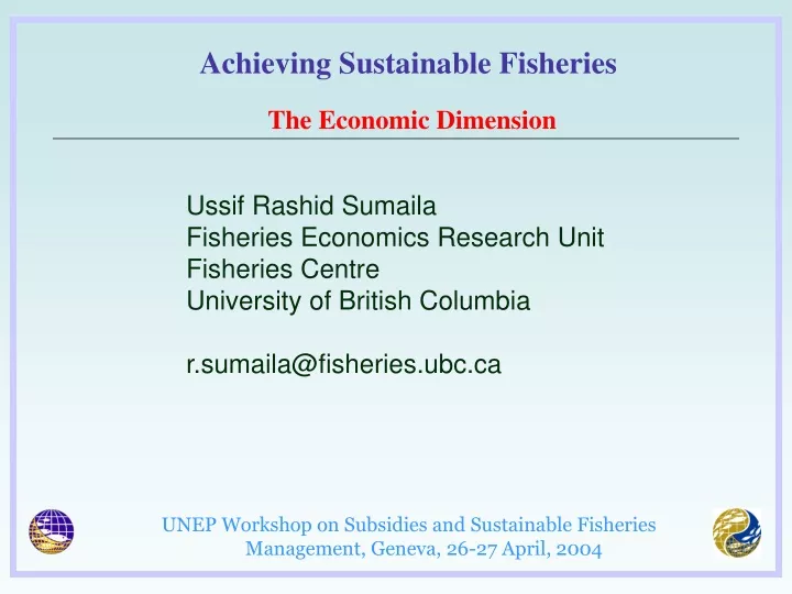 achieving sustainable fisheries the economic