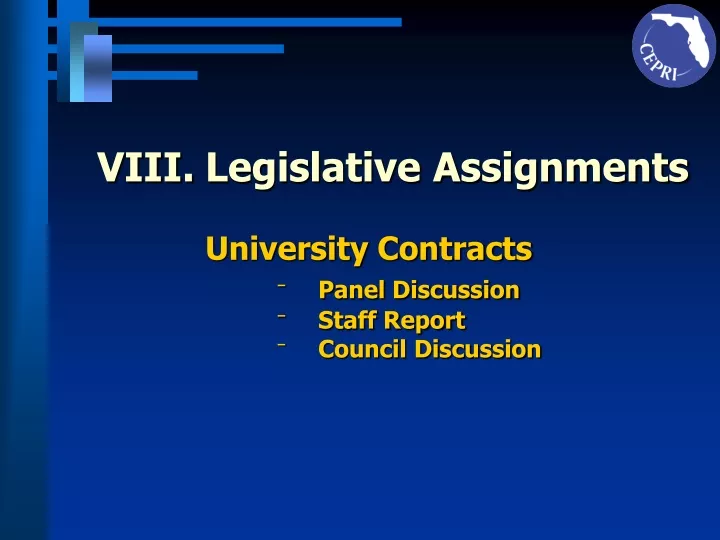 viii legislative assignments university contracts