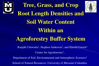 Tree, Grass, and Crop  Root Length Densities and  Soil Water Content  Within an