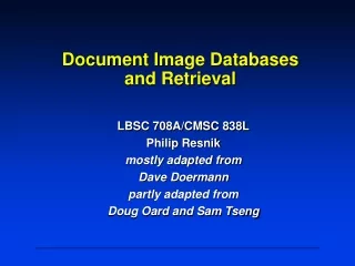 Document Image Databases  and Retrieval