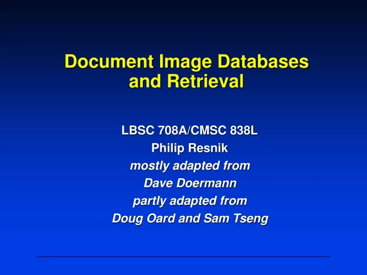 document image databases and retrieval