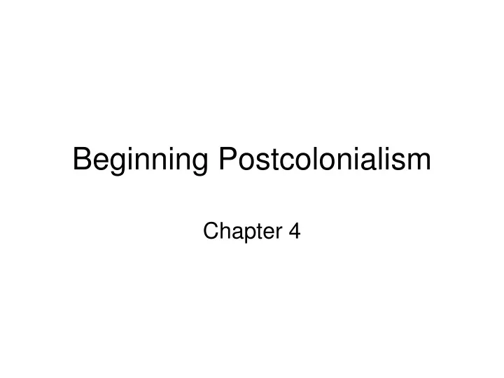beginning postcolonialism