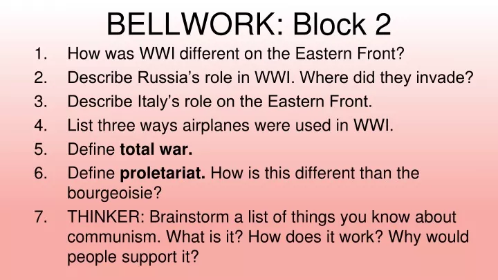 bellwork block 2