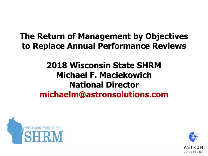 the return of management by objectives to replace