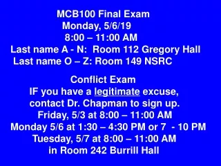 MCB100 Final Exam