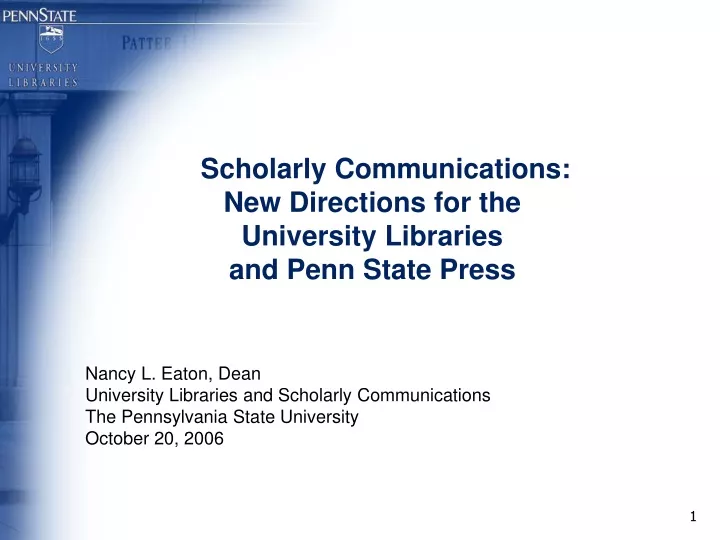 scholarly communications new directions