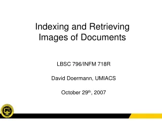 Indexing and Retrieving  Images of Documents
