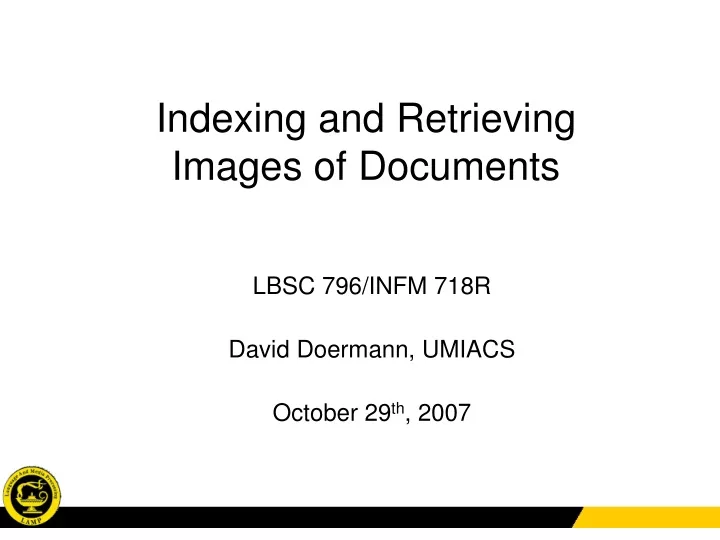 indexing and retrieving images of documents