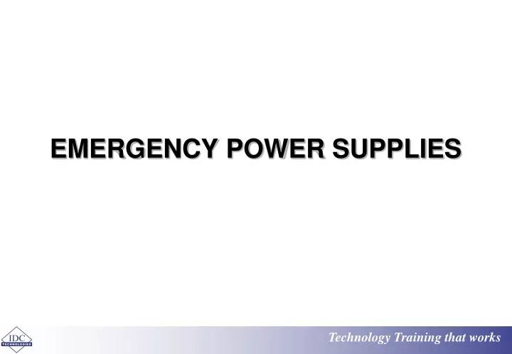 emergency power supplies