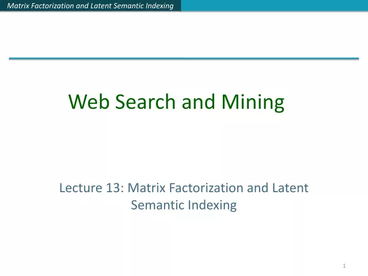 web search and mining