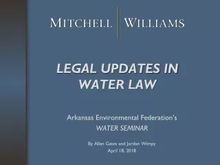 LEGAL UPDATES IN WATER LAW