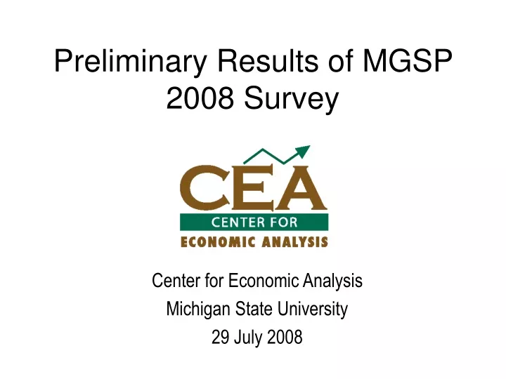 preliminary results of mgsp 2008 survey