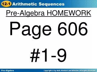 Pre-Algebra HOMEWORK