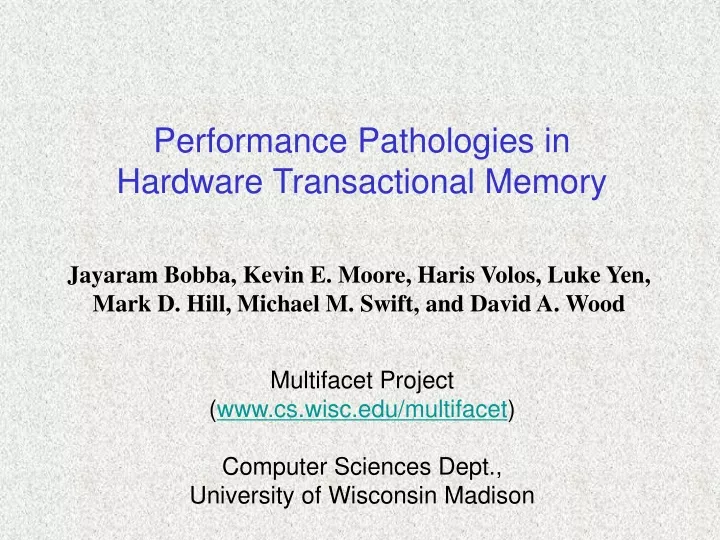 performance pathologies in hardware transactional