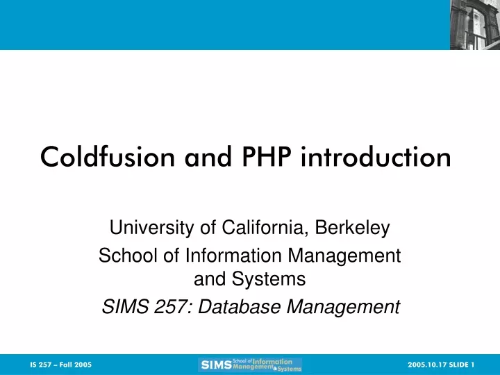 coldfusion and php introduction