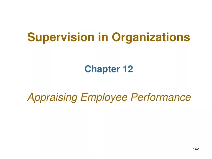 supervision in organizations chapter