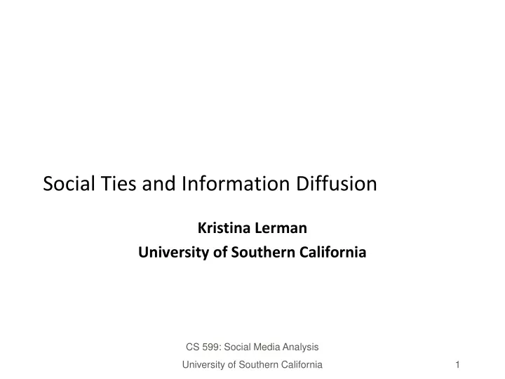 social ties and information diffusion