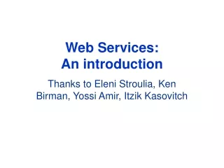 Web Services:  An introduction