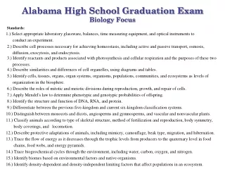 Alabama High School Graduation Exam Biology Focus