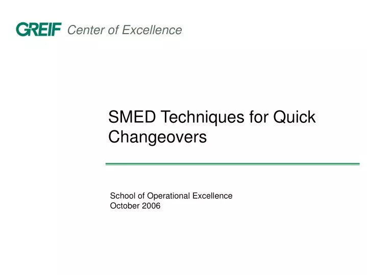 smed techniques for quick changeovers