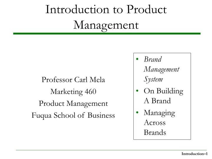 introduction to product management