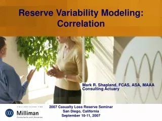 Reserve Variability Modeling: Correlation