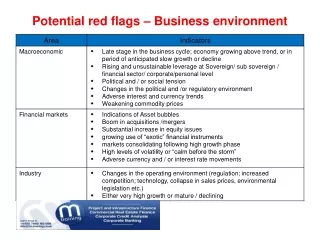 Potential red flags – Business environment