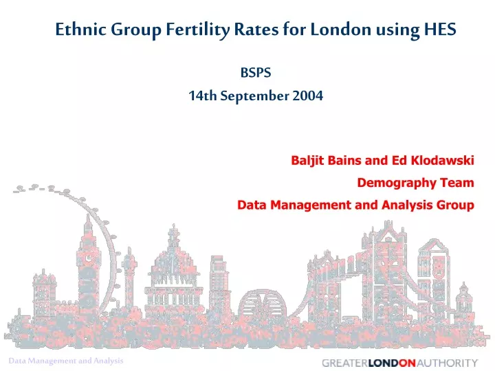 ethnic group fertility rates for london using
