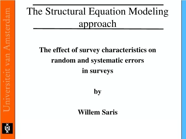 the structural equation modeling approach