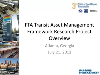 FTA Transit Asset Management Framework Research Project Overview
