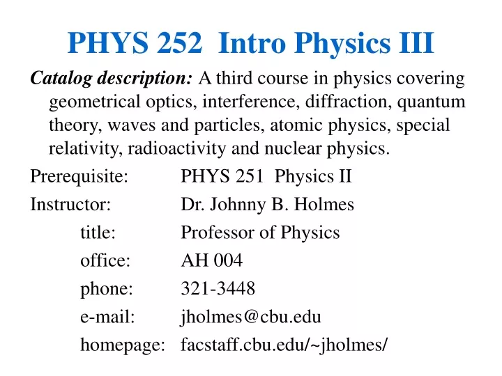 phys 252 intro physics iii