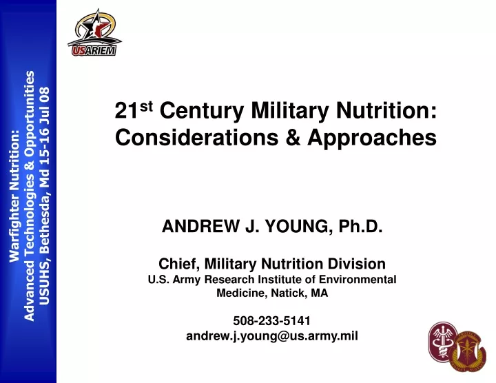 21 st century military nutrition considerations
