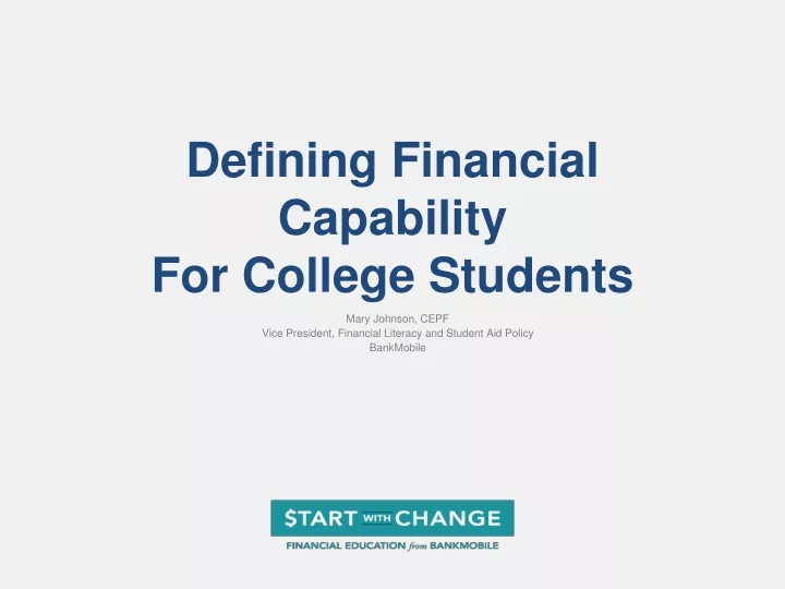 defining financial capability for college students