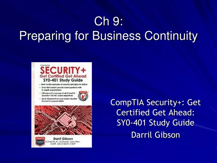 ch 9 preparing for business continuity
