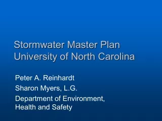 Stormwater Master Plan University of North Carolina