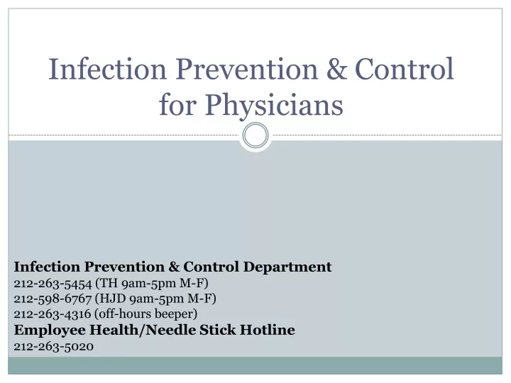 infection prevention control for physicians