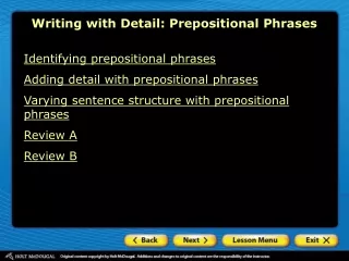 Writing with Detail: Prepositional Phrases