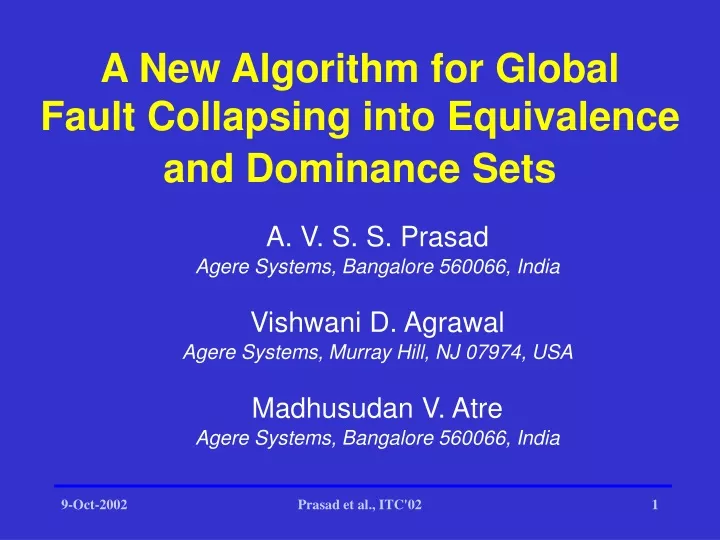 a new algorithm for global fault collapsing into equivalence and dominance sets