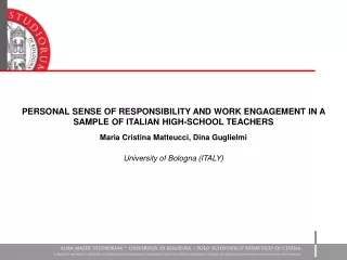 PERSONAL SENSE OF RESPONSIBILITY AND WORK ENGAGEMENT IN A SAMPLE OF ITALIAN HIGH-SCHOOL TEACHERS