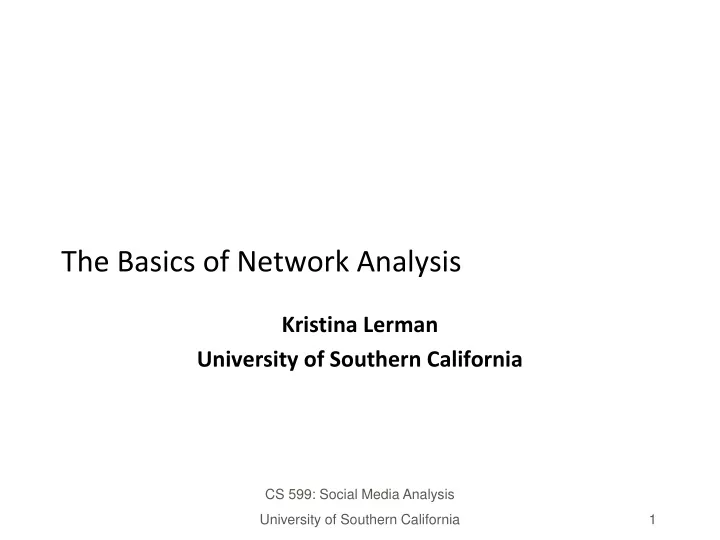 the basics of network analysis