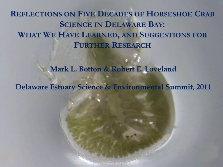 mark l botton robert e loveland delaware estuary science environmental summit 2011