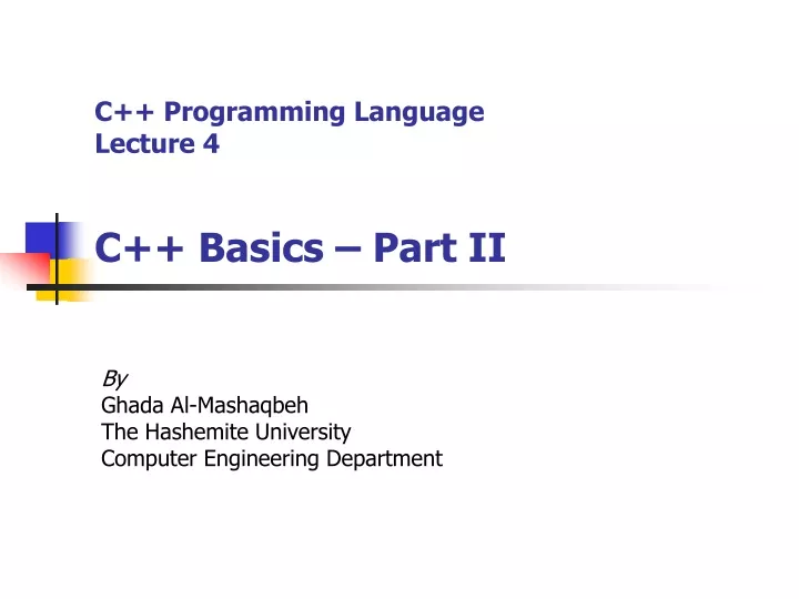 c programming language lecture 4 c basics part ii