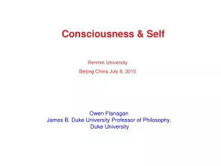 Consciousness &amp; Self Renmin University Beijing China July 8, 2015