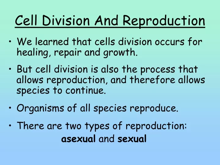 cell division and reproduction