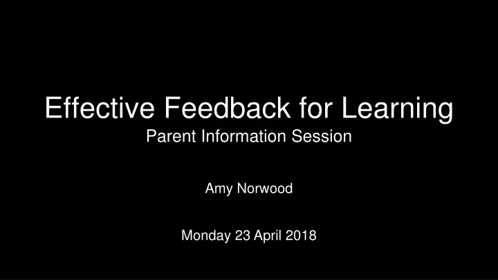effective feedback for learning