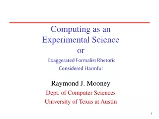 Computing as an  Experimental Science  or Exaggerated Formalist Rhetoric Considered Harmful