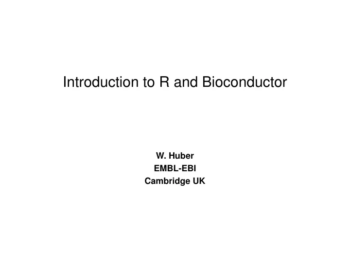 introduction to r and bioconductor