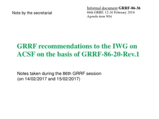 GRRF recommendations to the IWG on ACSF on the basis of GRRF-86-20-Rev.1