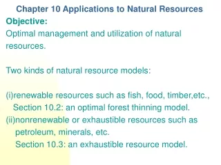 Chapter 10 Applications to Natural Resources